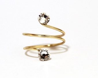 Gold Plated Adjustable Toe Ring made with Clear Swarovski Crystal Elements