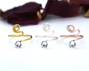 Adjustable Toe Ring made with Clear Swarovski Crystal Elements Choose Your Finish