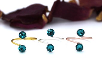 Blue Zircon Adjustable Toe Ring made with Swarovski Crystal Elements Choose Your Finish