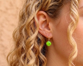 Lime Crystal Leverback Earrings | Spring Jewellery | Bridesmaid Gift | Floral Wedding Accessories | Green Drop Earrings | Birthday Present