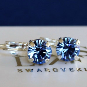 Kristall Lever Back Ohrringe Light Sapphire Preciosa Kristallohrringe Hochzeit Schmuck Hochzeit Ohrringe Geschenk für sie etwas Blau