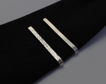 Minimalist Sterling Silber Krawattenklammer, Handgemachte Krawattenklammer, Geschenk zum Jahrestag