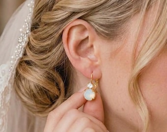 Wedding Earrings - Bridal Jewellery - White Opal Crystal Earrings - Mother Of The Bride Gift - Bridesmaid Jewelry - Crystal Jewelry