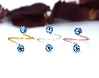 Adjustable Toe Ring made with Aquamarine Swarovski Crystal Elements Choose Your Finish