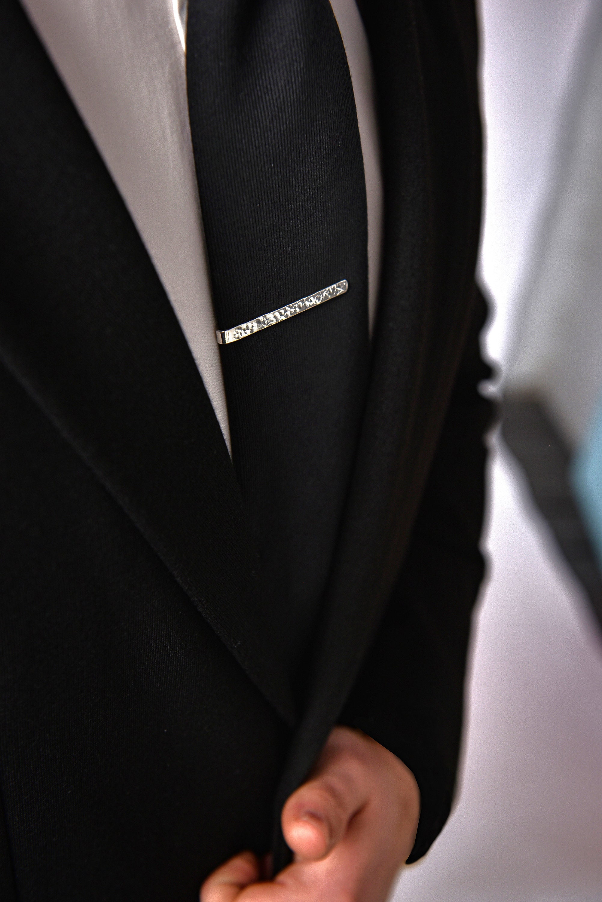 black and silver necktie