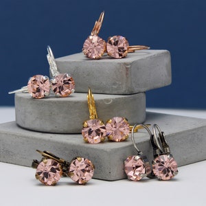 Pendientes de rosa antigua, joyas para damas de honor, pendientes con cierre de palanca, accesorios rosas, joyas rosa malva, regalo para profesores, pendientes colgantes.