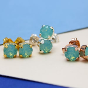 Swarovski Ohrringe Pacific Opal Ohrstecker Kristall Ohrstecker Grüner Opal Schmuck Handgemachter Schmuck Braut Ohrringe Brautjungfer Geschenk Für Sie