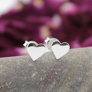 Valentines Gift Solid Sterling Silver Heart Stud Earrings Silver Earrings UK Handmade Sterling Silver Earrings Gift For Her