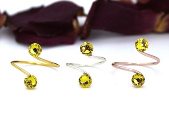 Adjustable Toe Rings Choose Your Finish With Citrine Swarovski Crystal Elements by Lady C Jewellery