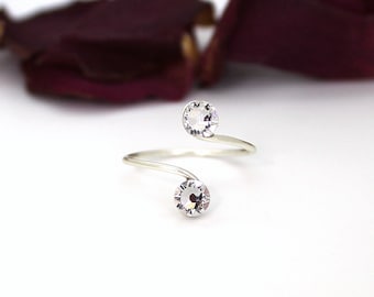Sterling Silver Adjustable Toe Rings With Clear Swarovski Crystal Elements by Lady C Jewellery