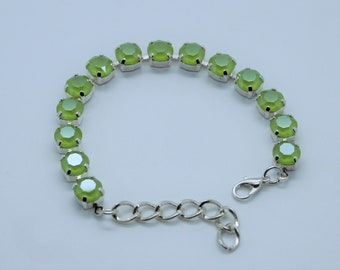 Crystal Tennis Bracelet Adjustable Lime Green Bracelet A Thoughtful Gift For Her with Swarovski Crystal Elements Handmade Jewellery