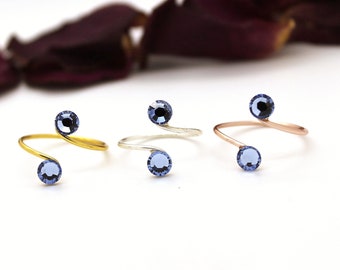 Adjustable Toe Ring made with Light Sapphire Swarovski Crystal Elements Choose Your Finish