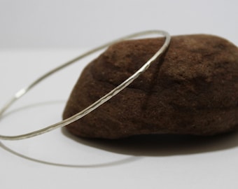 Solid Sterling Silver Bangle Oval Silver Bangle Round Bangle Hammered Bangle Handmade In The UK Xmas Gift