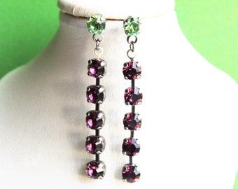 Burgundy Antique Silver Drop-Dangle  Earrings made with Premium Crystals