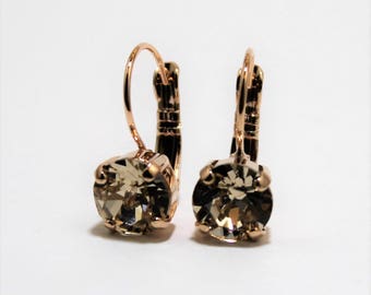 Gold Earrings Crystal Lever back Drop Earrings Gift For Her Christmas Gift Bridesmaid Gift Wedding Jewellery Dangle Earrings Silk Crystal