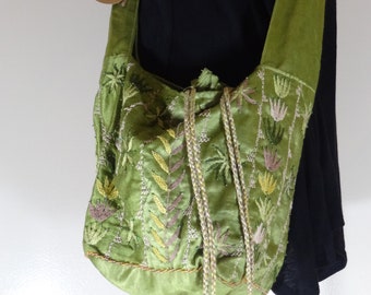 Lime Hand Embroidered & Beaded Crossbody Bag