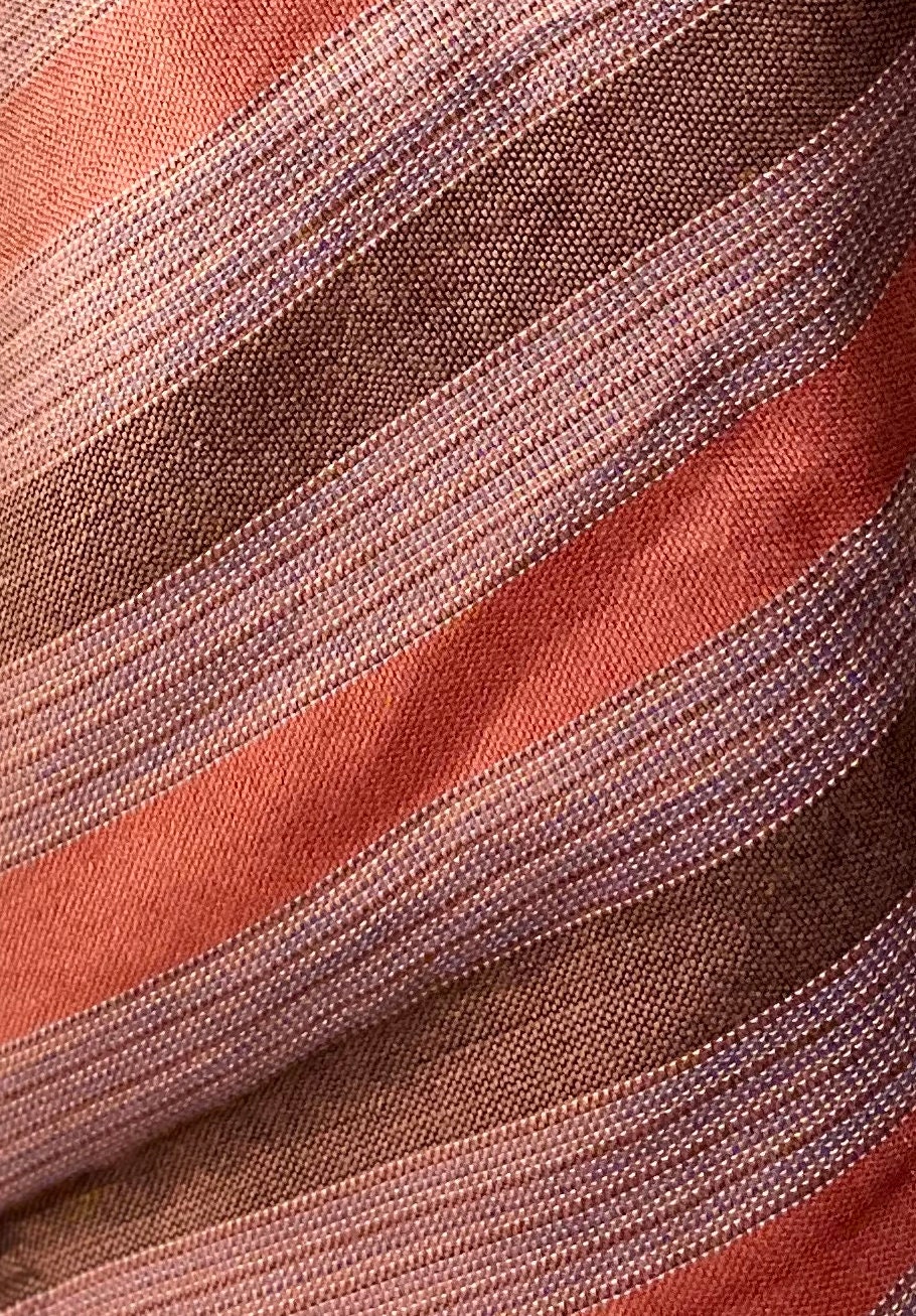 Handmade Organic Egyptian Cotton Linen Brown Sienna Stripes Scarf Woven