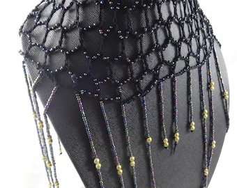 Cleopatra Beaded Headpiece Headwear Cap Hat Fancy Dress Costume
