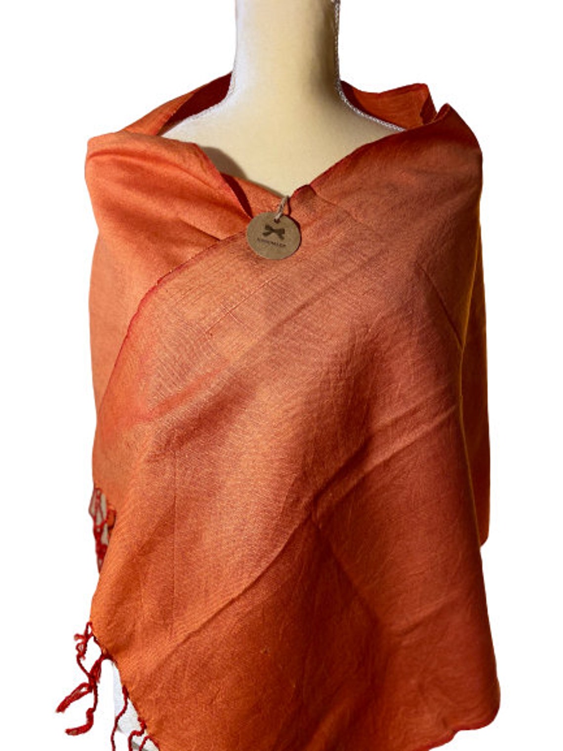 Handmade Organic Egyptian Cotton Orange Scarf Woven on the Loom by Egyptian Artisans Etsy UK