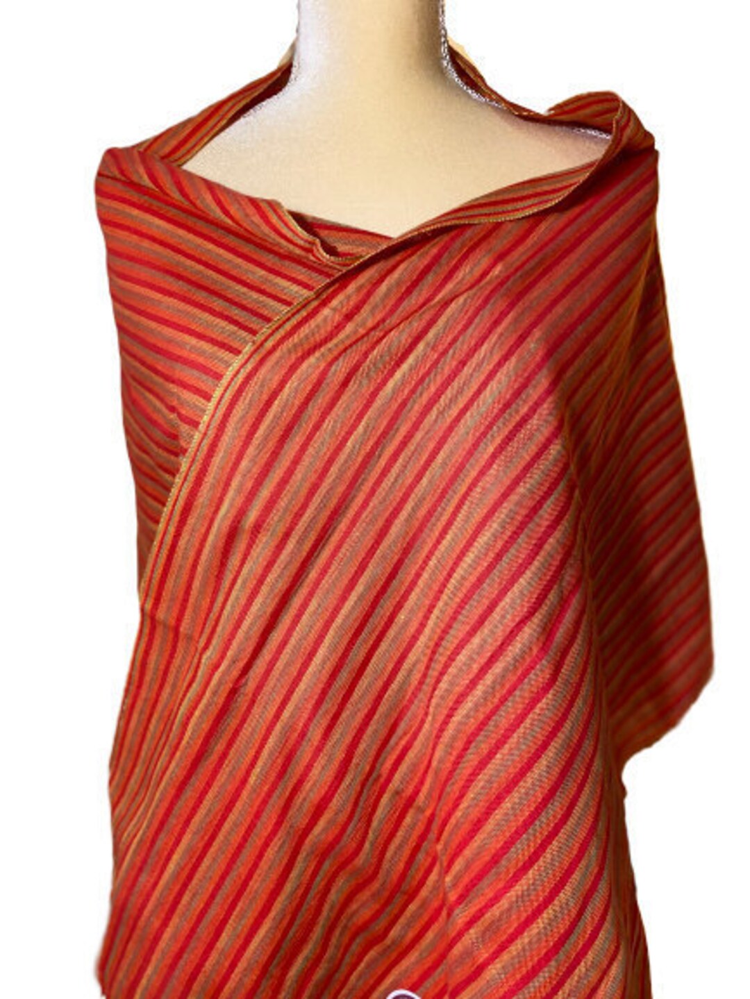 Handmade Organic Egyptian Cotton Linen Red Orange Stripes Etsy