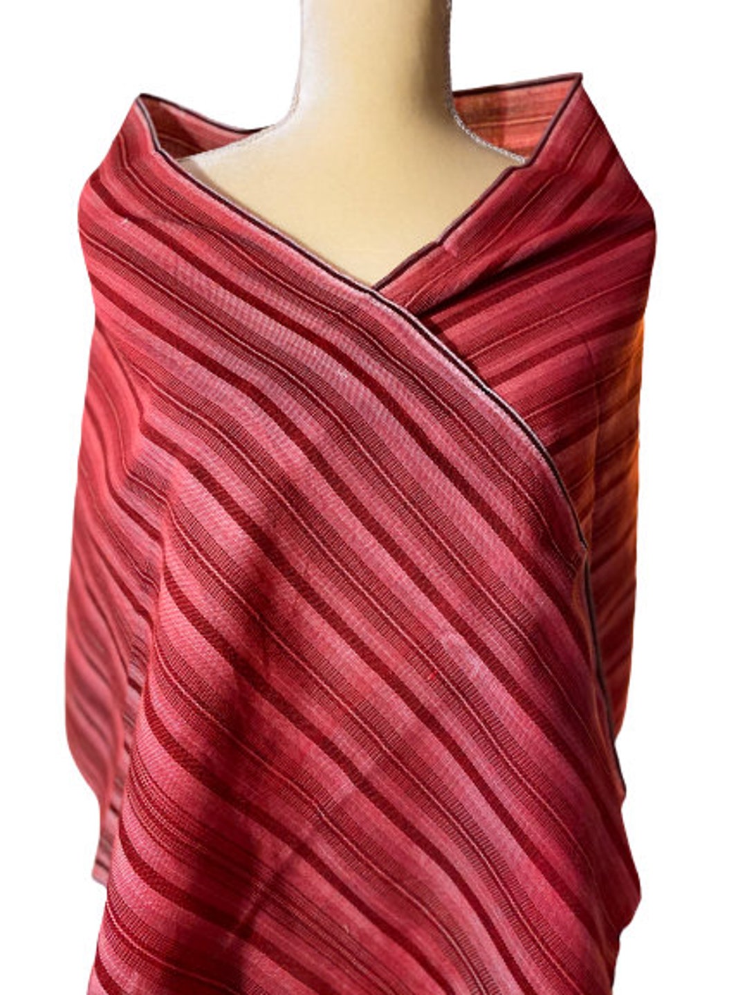 Handmade Organic Egyptian Cotton Linen Dark Red Indianred Stripes