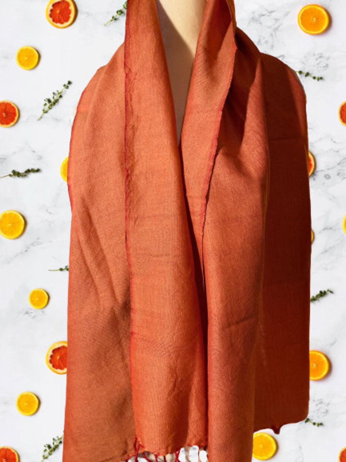 Handmade Organic Egyptian Cotton Orange Scarf Woven on the Loom by Egyptian Artisans Etsy UK