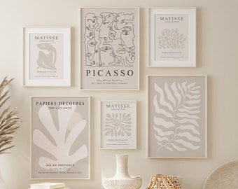 Neutral Gallery Wall Art Set: Matisse, Picasso Exhibition Prints (Digital Download)
