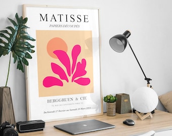 Matisse Style Art Print: Hot Pink & Orange Preppy Dorm Decor (Digital Download)