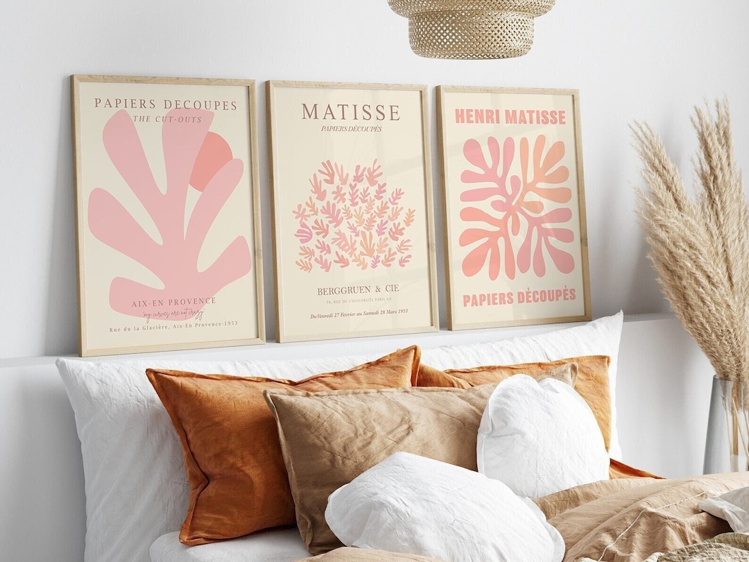 Set of 3 Art Prints, Matisse Print Digital Download Pink Orange Gallery