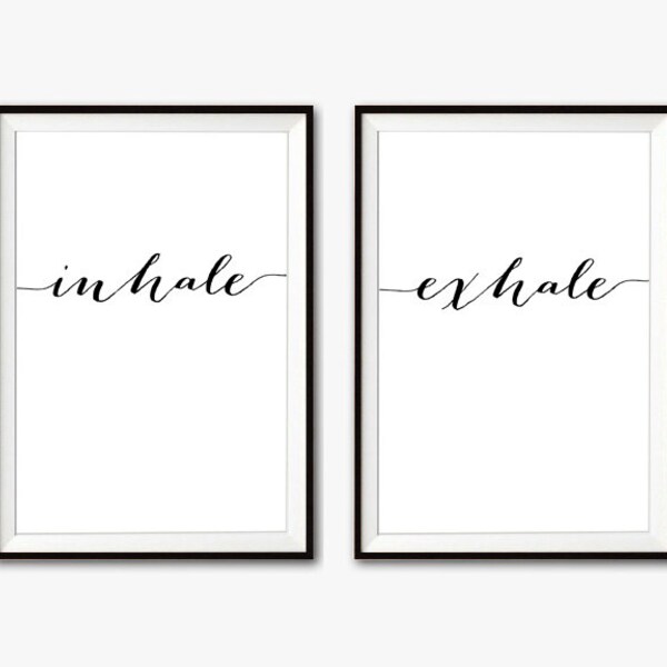 Inhalar exhale arte de pared, arte de pared de yoga, regalos de relajación, arte pilates, aliento, impresión de yoga, inhale exhalar impresión, decoración de relajación, imprimible
