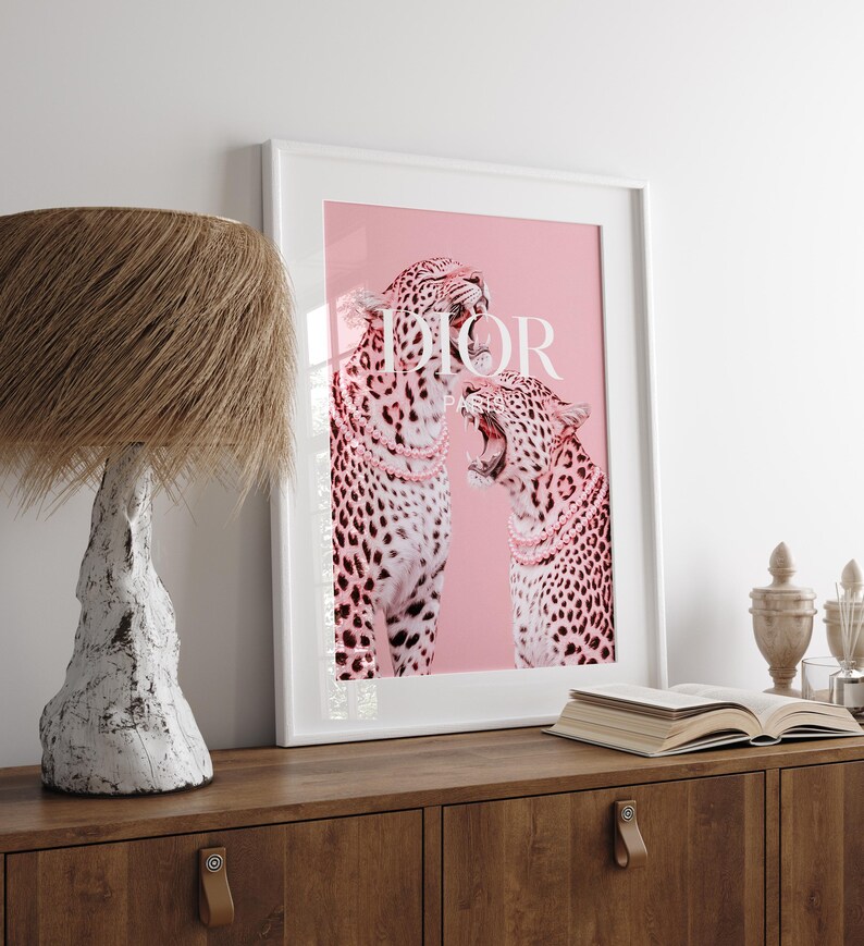 Pink Wall Art, Pink Leopard Print, Luxury Fashion Prints, Luxury Dorm