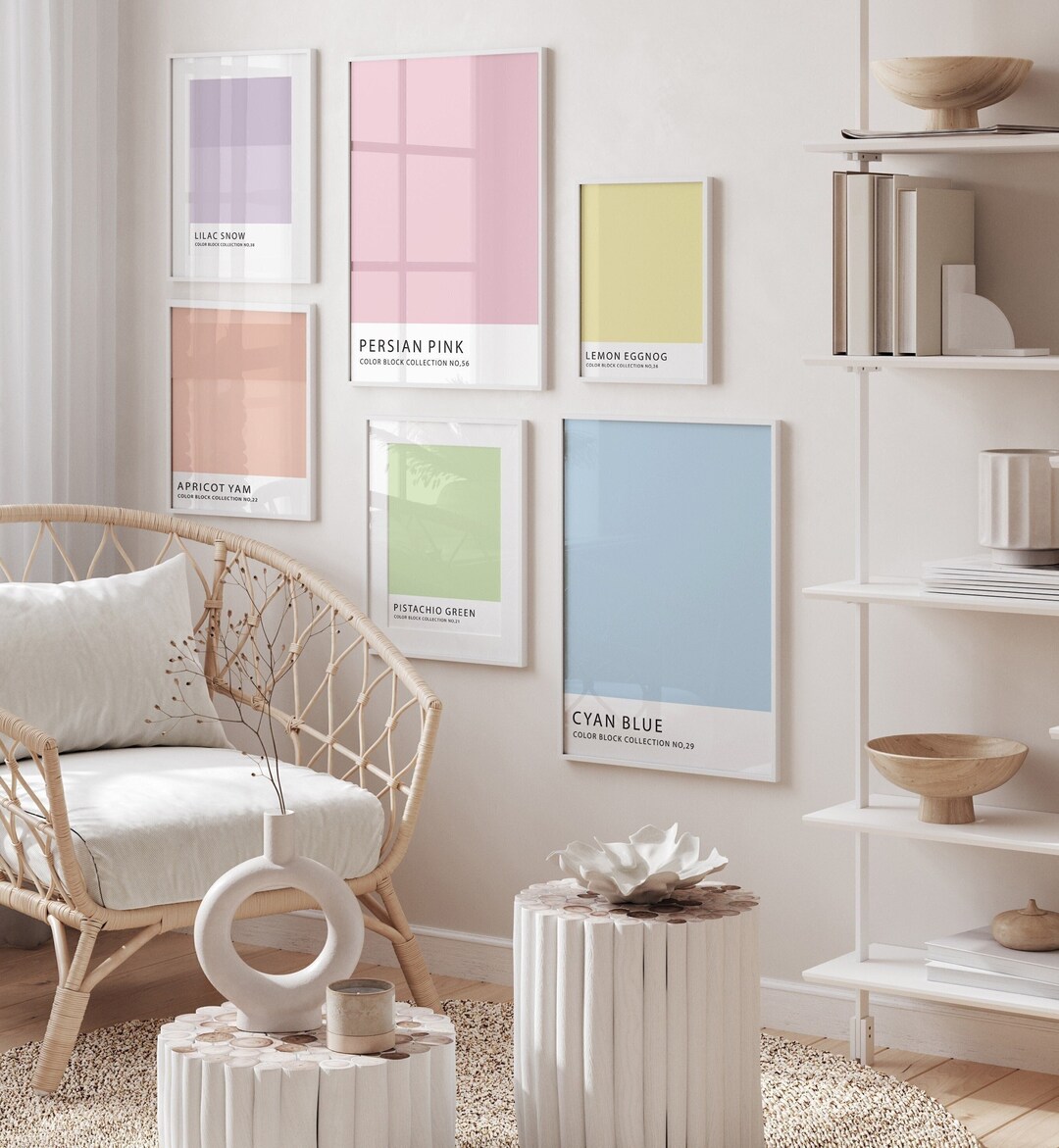 Color Block Art Danish Pastel Room Decor Color Palette Art Etsy