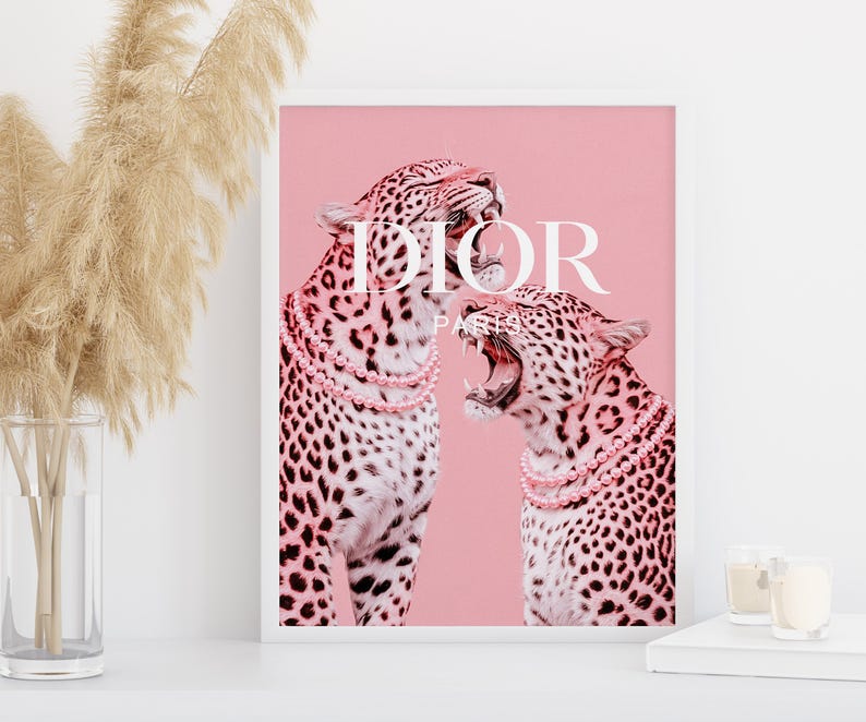 Pink Wall Art, Pink Leopard Print, Luxury Fashion Prints, Luxury Dorm