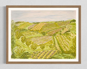 FRAMED French Countryside Landscape Wall Decor | Lavender Giclée Art Print | Demure Fine Art | GrannyCore Decor | Dreaming of Provence No. 2