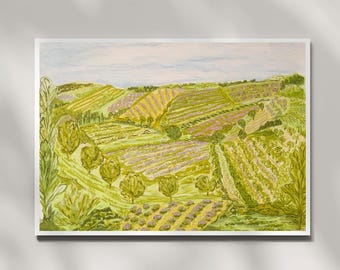 Unframed French Countryside Landscape Wall Decor | Lavender Giclée Art Print | Plein Air Art | GrannyCore Decor | Dreaming of Provence No. 2
