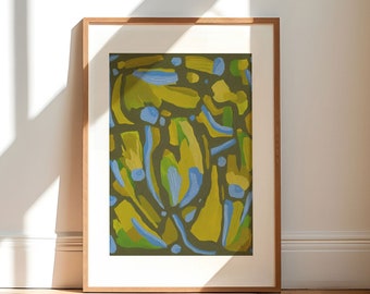 Natural Abstract Berry Patch Painting Print // Fine Art Print