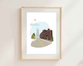 Duluth Minnesota Vikre Distillery Print Distillerie Art Bar Cart Deco Canal Park Print Lift Bridge Duluth Aerial Lift Bridge Aesthetic