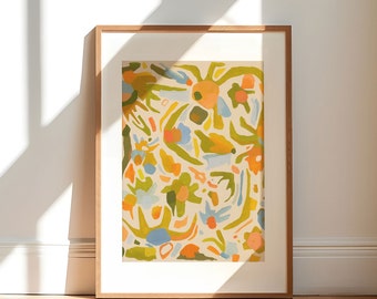 Funky and Eclectic Fine Art Print, Abstract Floral Gicleé Print, 24x30 abstract prints, Big Abstract Art, Verticle Abstract Art
