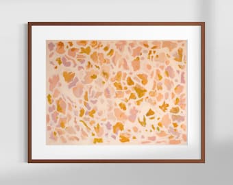 Warm Neutral Abstract Art, Peach and Ochre Organic Modern Painting, Soft Scandinavian Decor