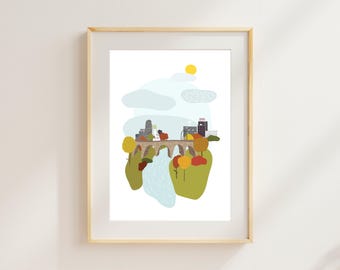 Minneapolis Art Print Gift Minneapolis Stone Arch Bridge Moving Gift Uptown Minneapolis Print For Apartment Cheerful Art Print For Friend