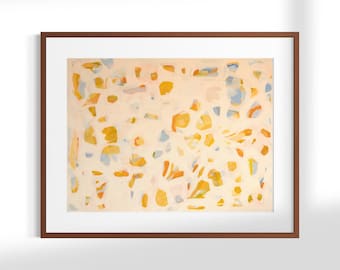 Colorful Abstract Wall Decor, Golden Yellow Modern Painting, Scandinavian Organic Decor