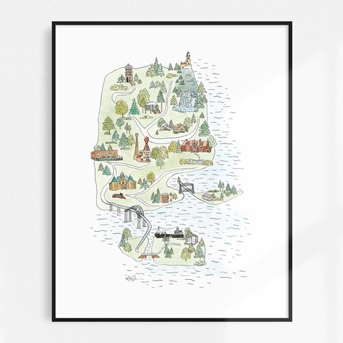 Duluth Minnesota Poster Art Skyline Print MN Version 3 Etsy