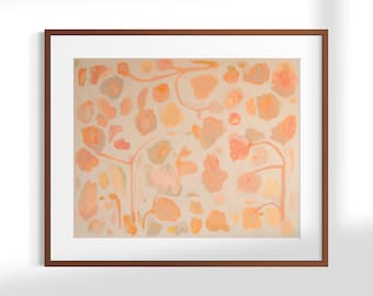 Soft Abstract Floral Print, Peach Botanical Wall Art, Modern Neutral Decor