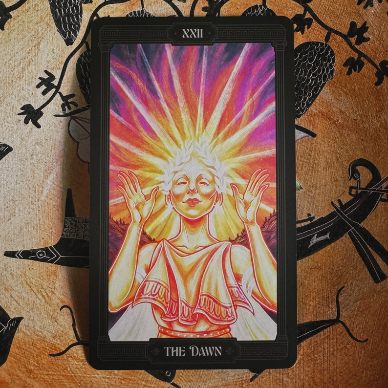 Bonus card in the Asphodelon Tarot called “The Dawn”, featuring Eos.