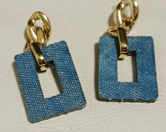 Geometric Denim Earrings