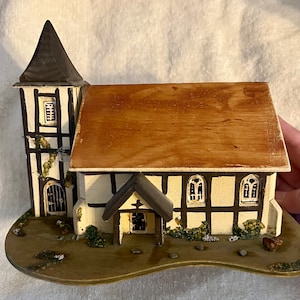 Vintage Pauline Ralph Medieval Church Handmade Music Box Amazing Grace Made in Devon England Original Tags Paperwork