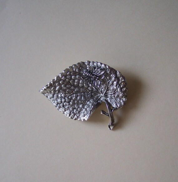 SALE Large 1970s Vintage Leaf Butterfly Silver To… - image 2