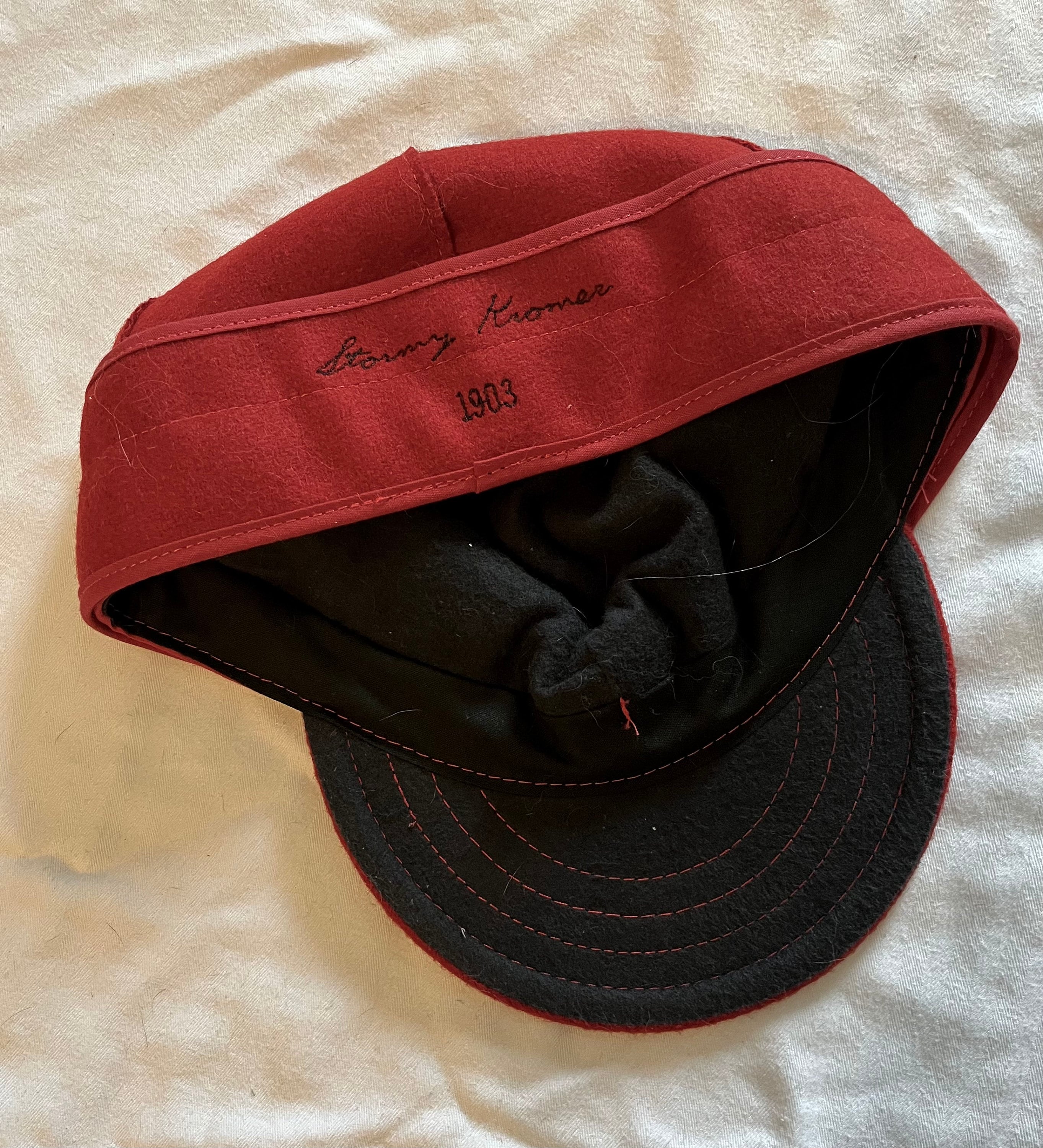 Vintage Stormy Kromer Wool Winter Hat: Red Flap Railroad Cap