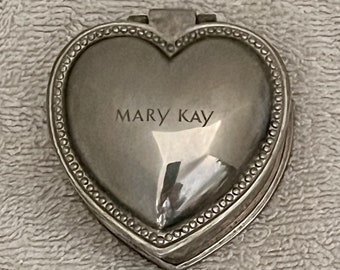 RARE vintage boîte à bijoux à bijoux en argent avec charnière Mary Kay doublée de velours