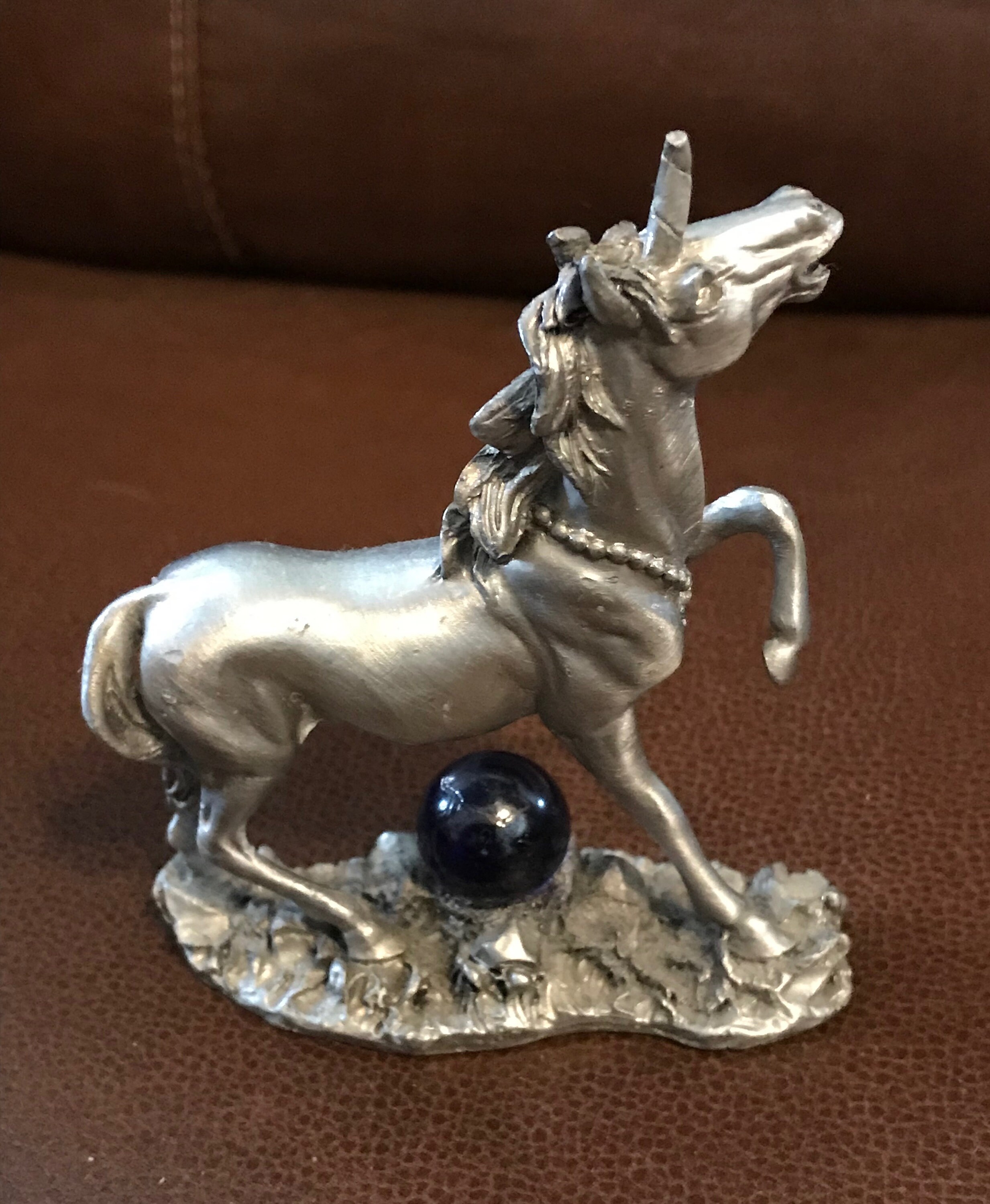 Vintage 1970s Spoontiques Pewter Unicorn With Blue Glass - Etsy